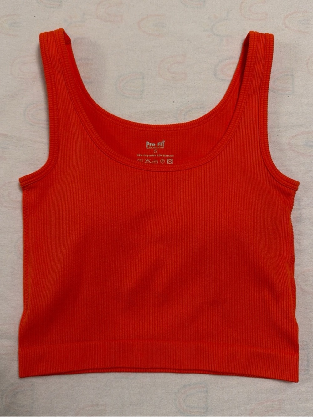 Pro-Fit Orange Ribbed Tank Crop Top - Picture 2 of 5